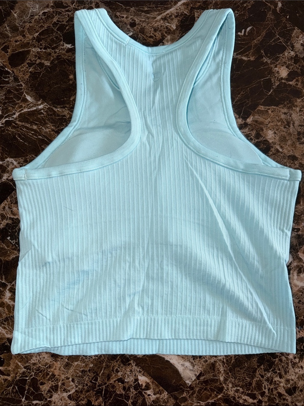 Light Blue Ribbed Crop Tank - Picture 2 of 3